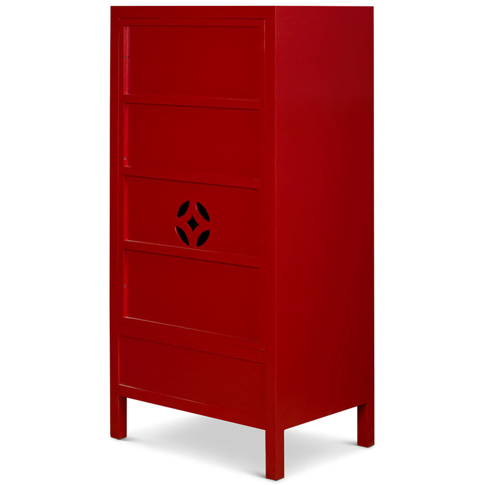 Red Elmwood Chinese Ming TV Armoire