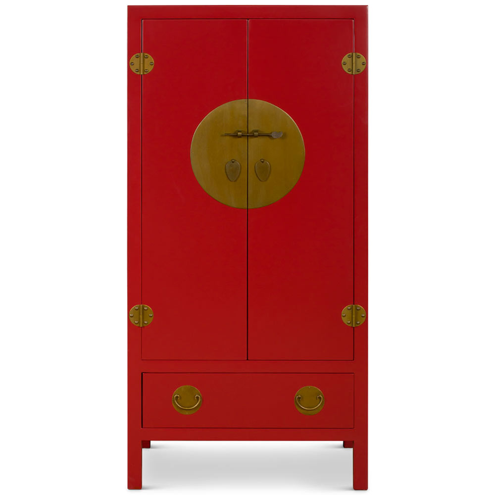 Red Elmwood Chinese Ming TV Armoire