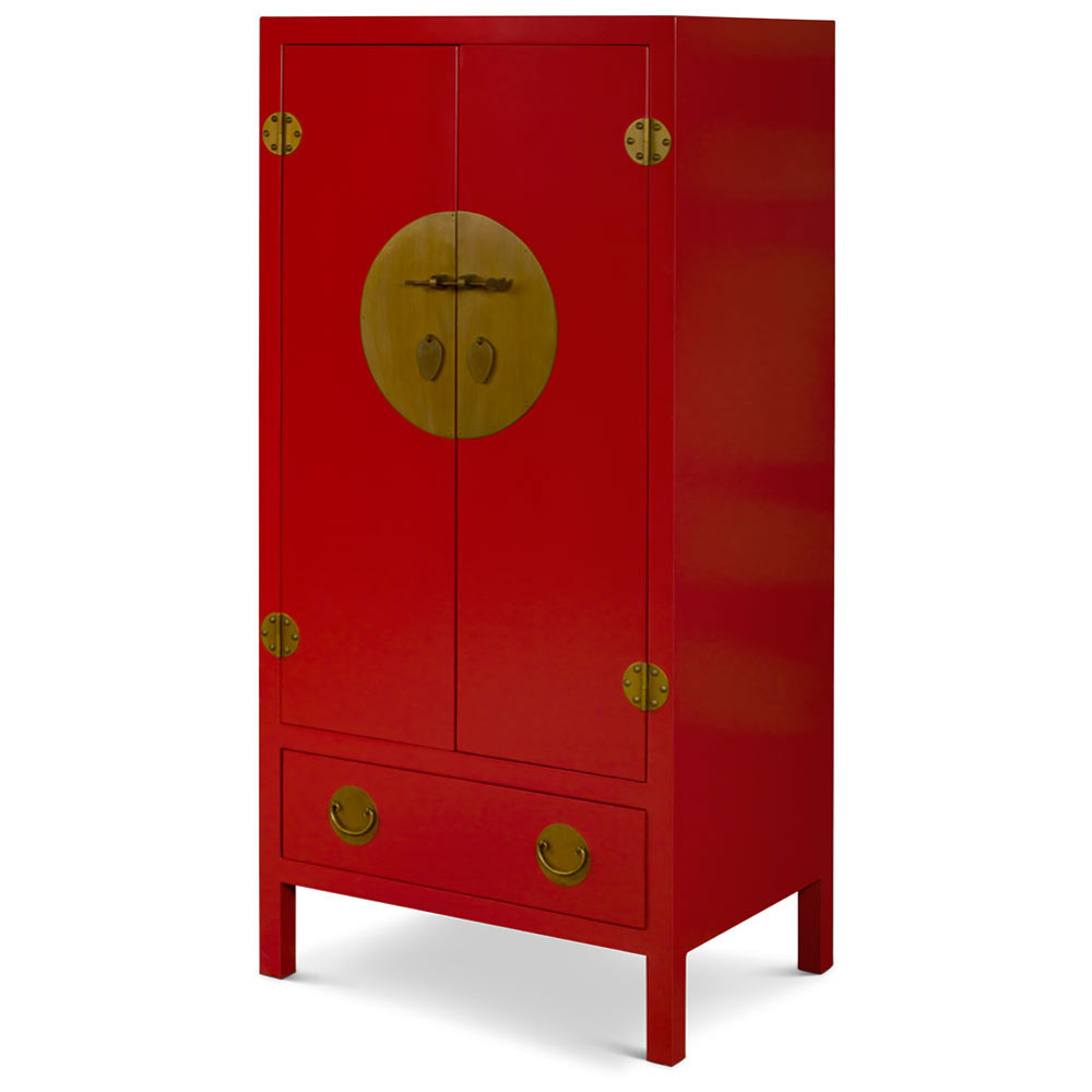 Red Elmwood Chinese Ming TV Armoire