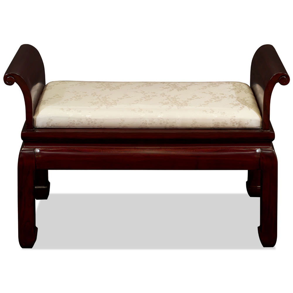 Dark Cherry Finish Elmwood Zhou Yi Asian Bench