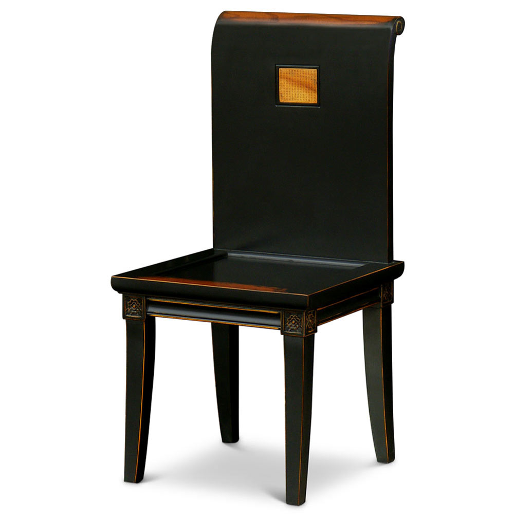 Distressed Black Elmwood Zhou Yi Asian Chair