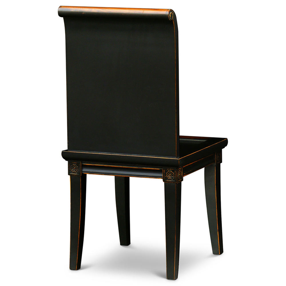 Distressed Black Elmwood Zhou Yi Asian Chair