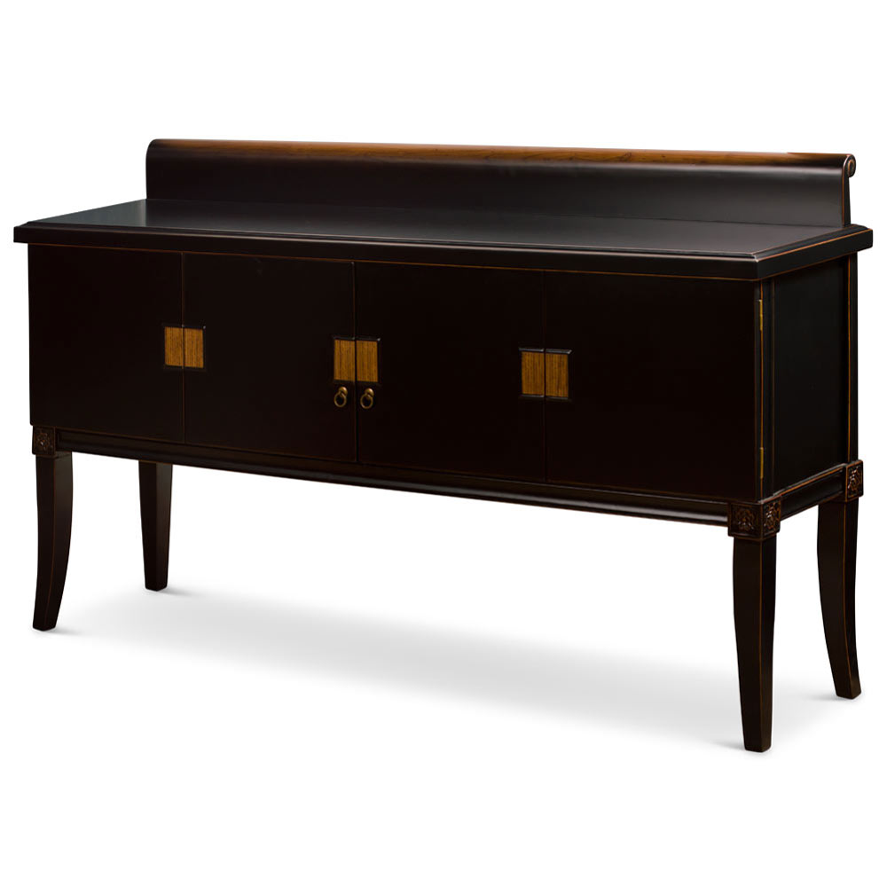 Distressed Black Elmwood Zhou Yi Asian Buffet Cabinet