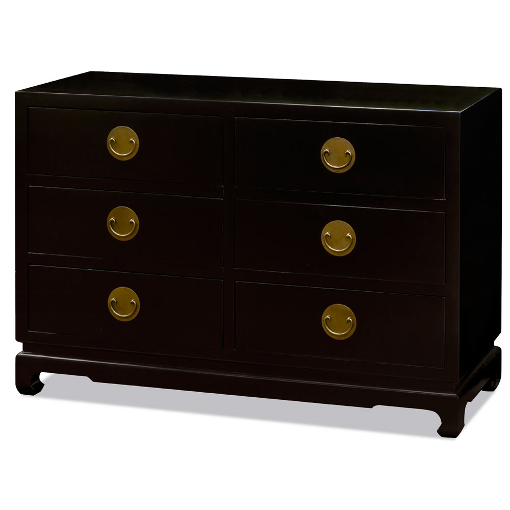 Black Elmwood Chinese Ming Chest of Drawers