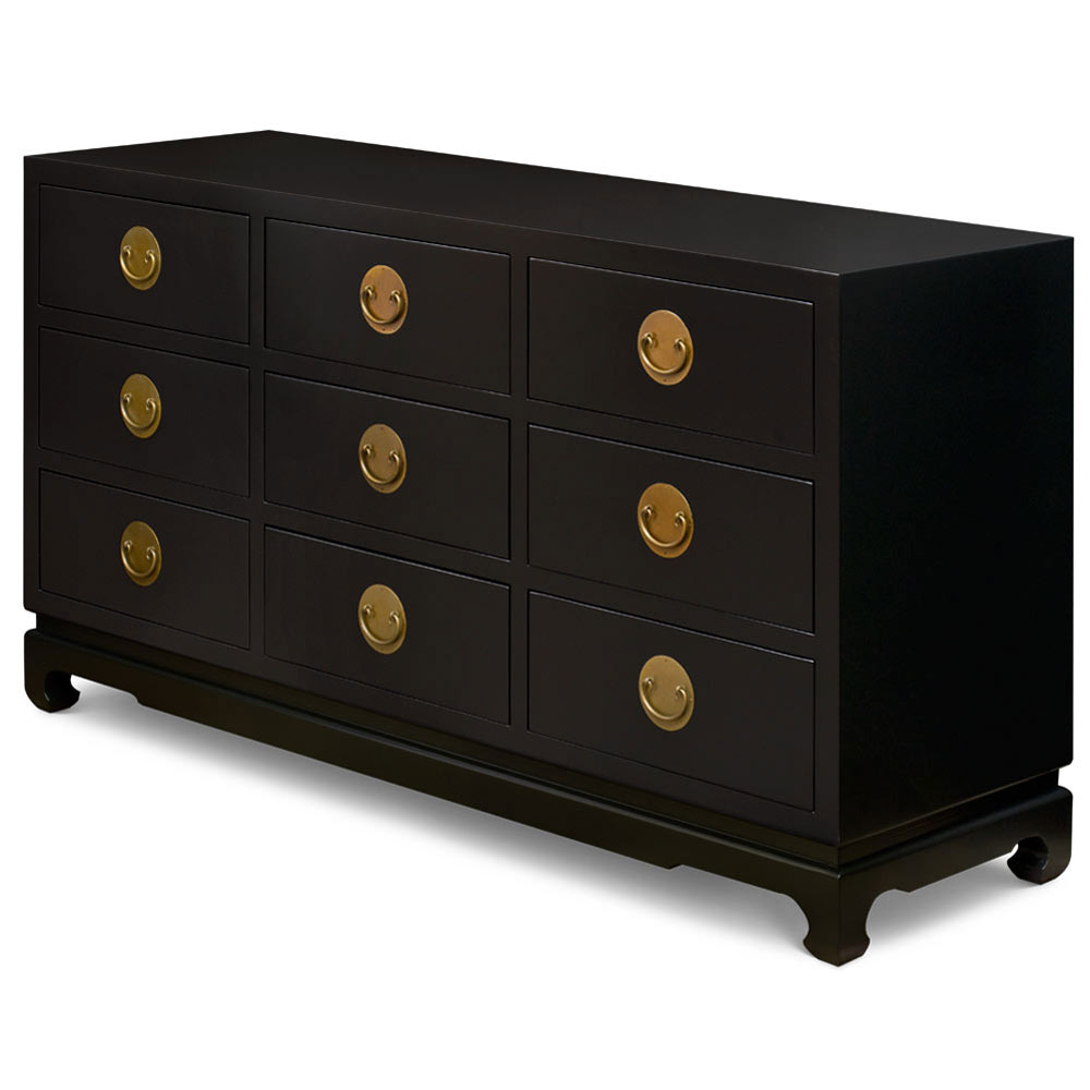 Black Elmwood Chinese Ming Chest of Drawers