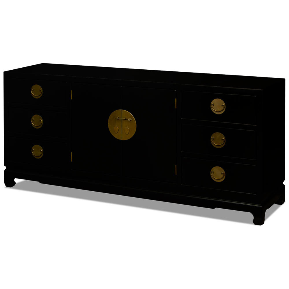 Matte Black Elmwood Chinese Ming Sideboard