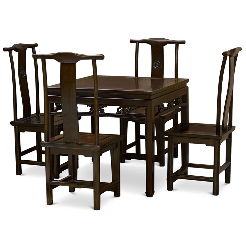 Dark Espresso Elmwood Ba Xian Oriental Dining Set