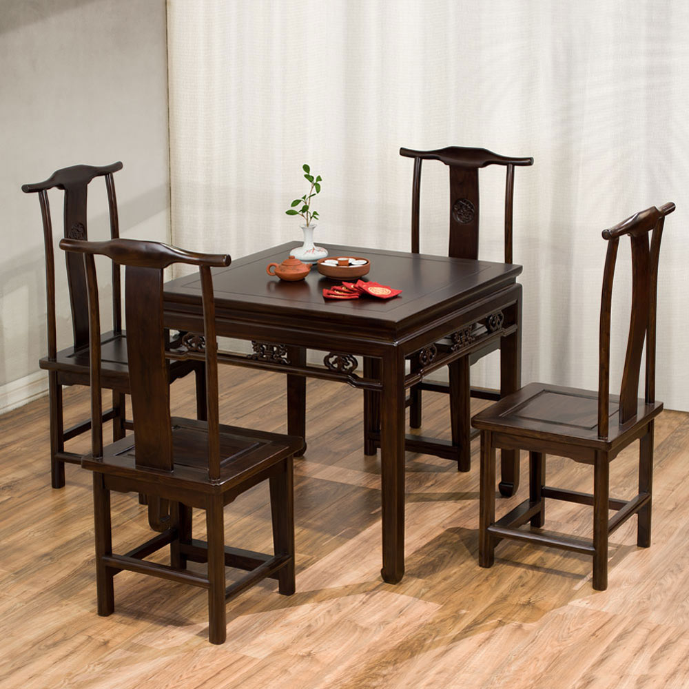 Dark Espresso Elmwood Ba Xian Oriental Dining Set