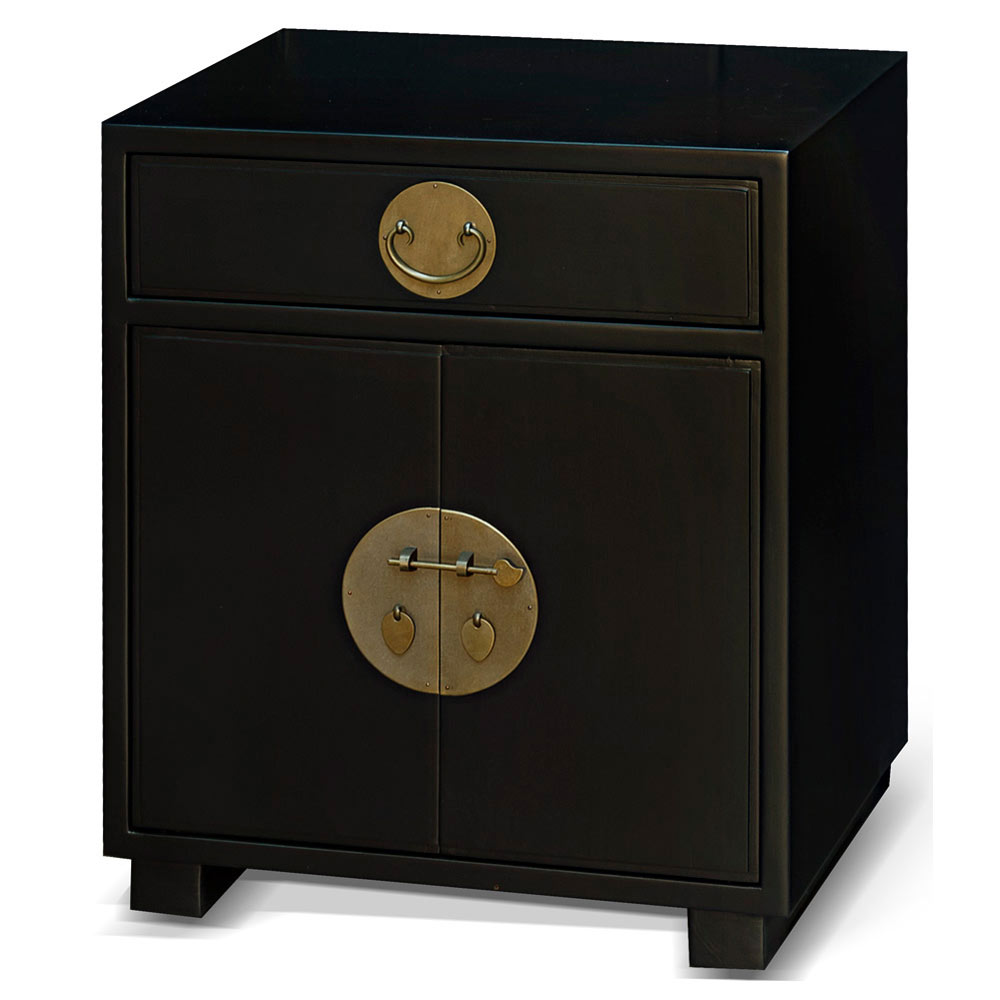 Matte Black Petite Elmwood Chinese Ming Cabinet