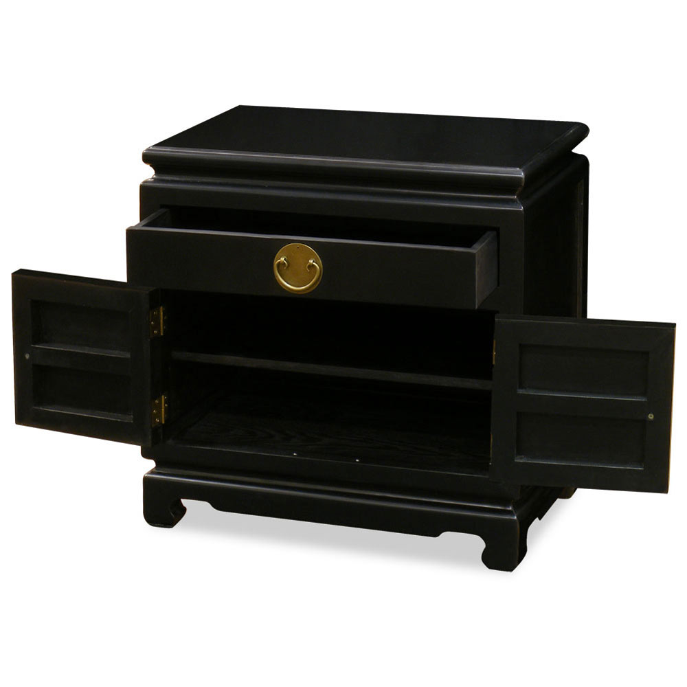 Matte Black Petite Elmwood Chinese Ming Cabinet