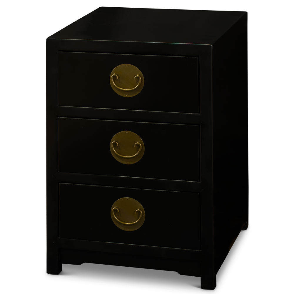 Matte Black Petite Elmwood Chinese Ming Chest of Drawers