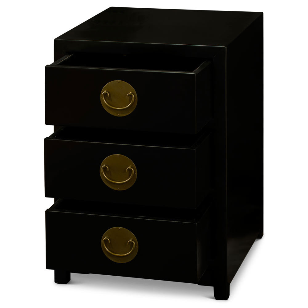 Matte Black Petite Elmwood Chinese Ming Chest of Drawers