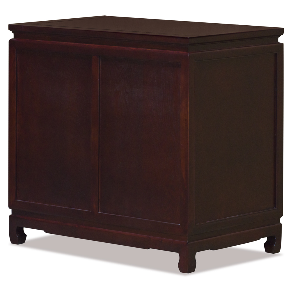 Dark Cherry Elmwood Chinese Prosperity Dragon File Cabinet with 4 Drawers
