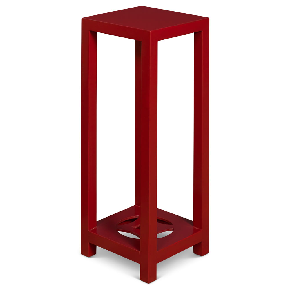 31in Matte Red Finish Elmwood Ning Chou Design Pedestal