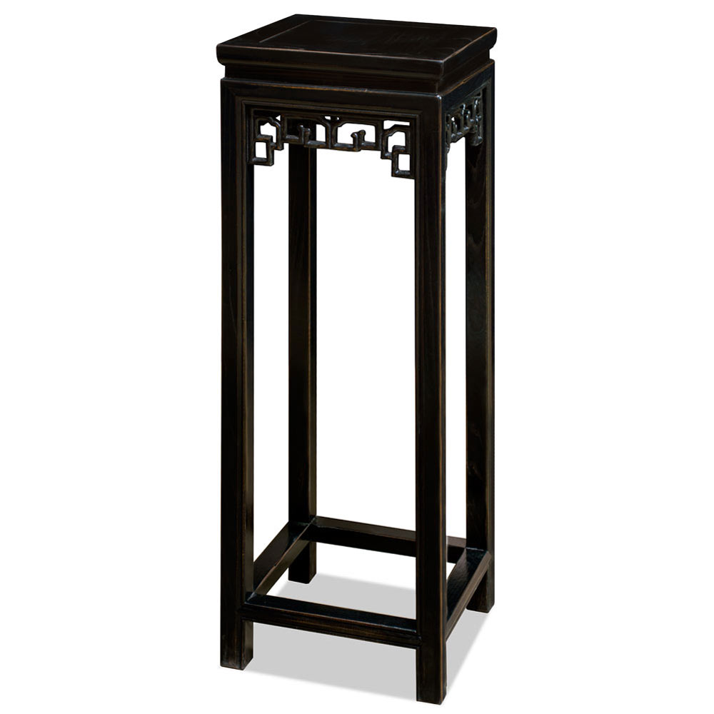 Distressed Black Elmwood Asian Pedestal