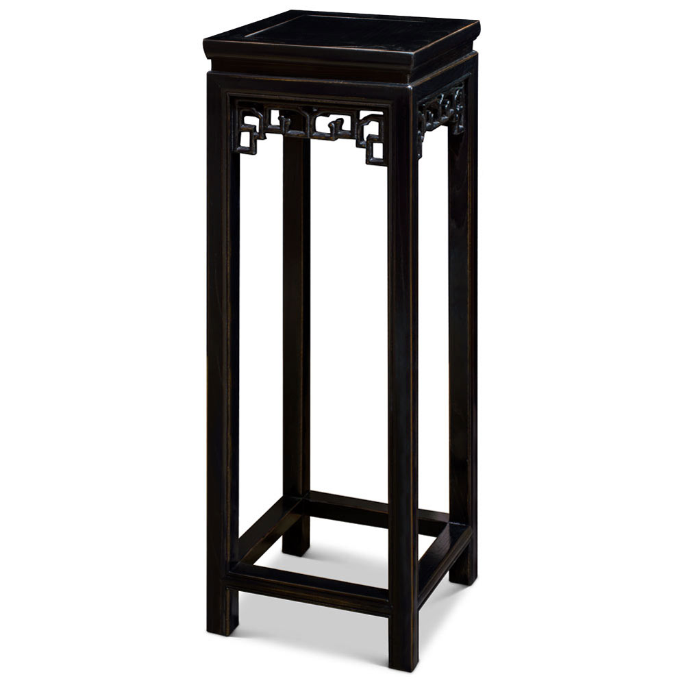 Distressed Black Elmwood Asian Pedestal