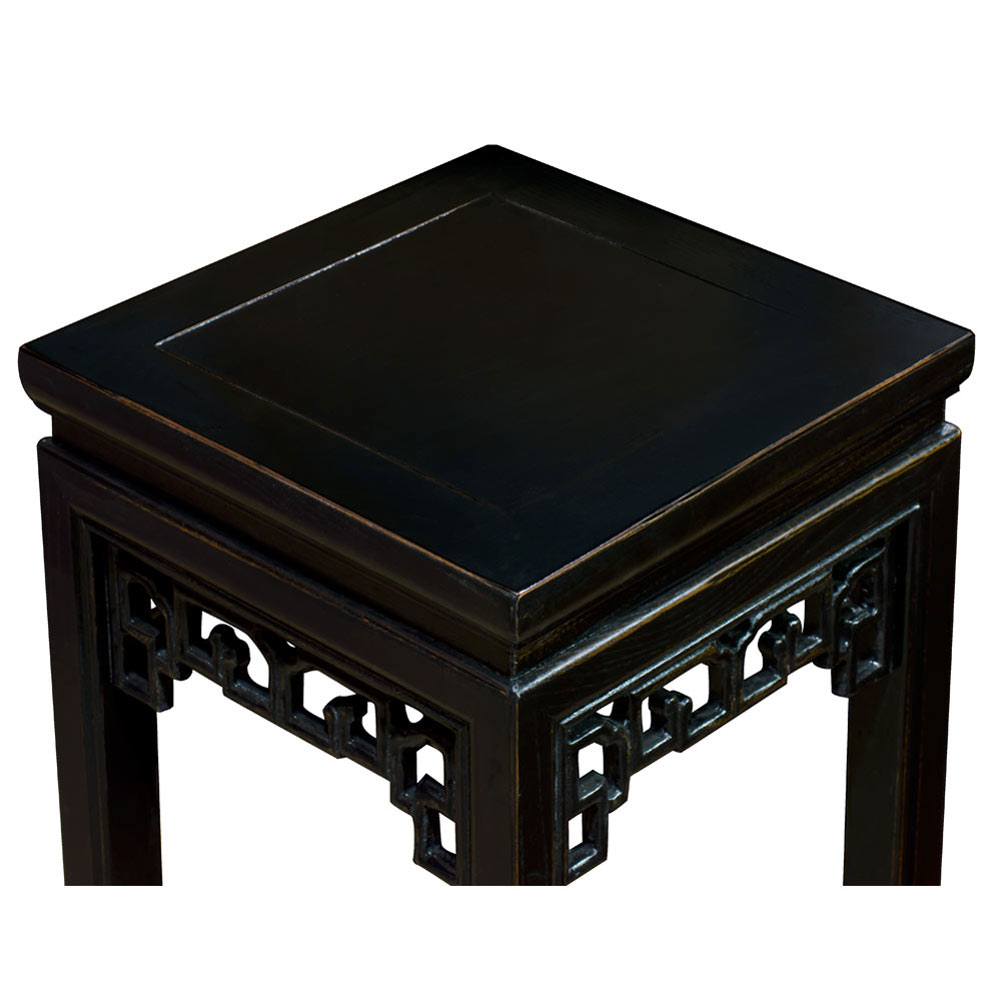 Distressed Black Elmwood Asian Pedestal