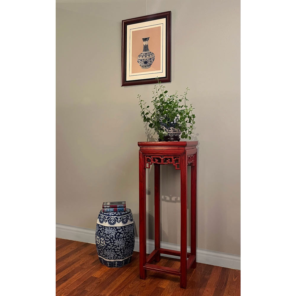 Distressed Red Elmwood Asian Pedestal