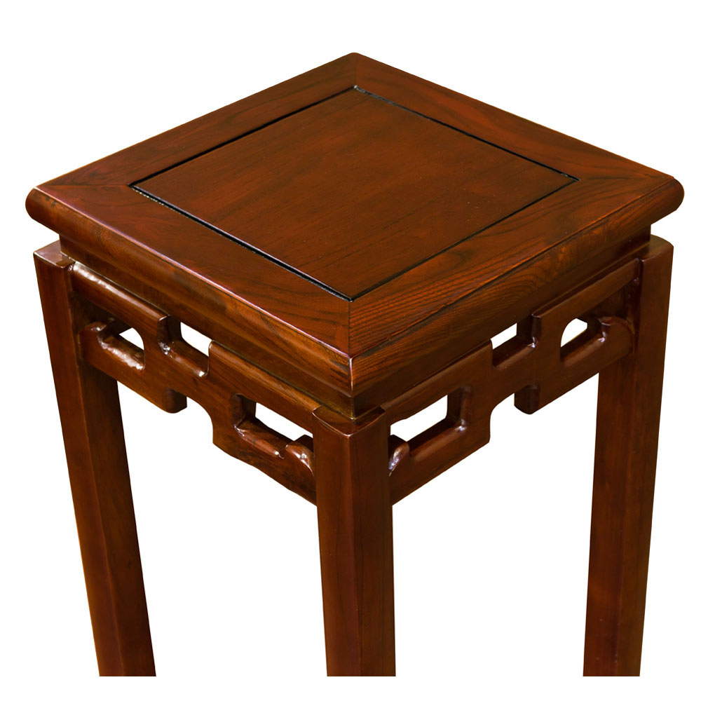 31.5 Inch Mahogany Finish Elmwood Chinese Key Pedestal