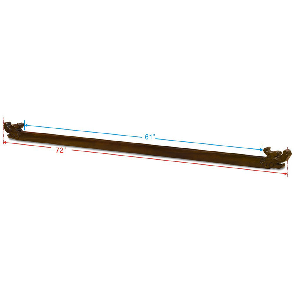 Mahogany Finish Elmwood Dragon Oriental Hanging Rod