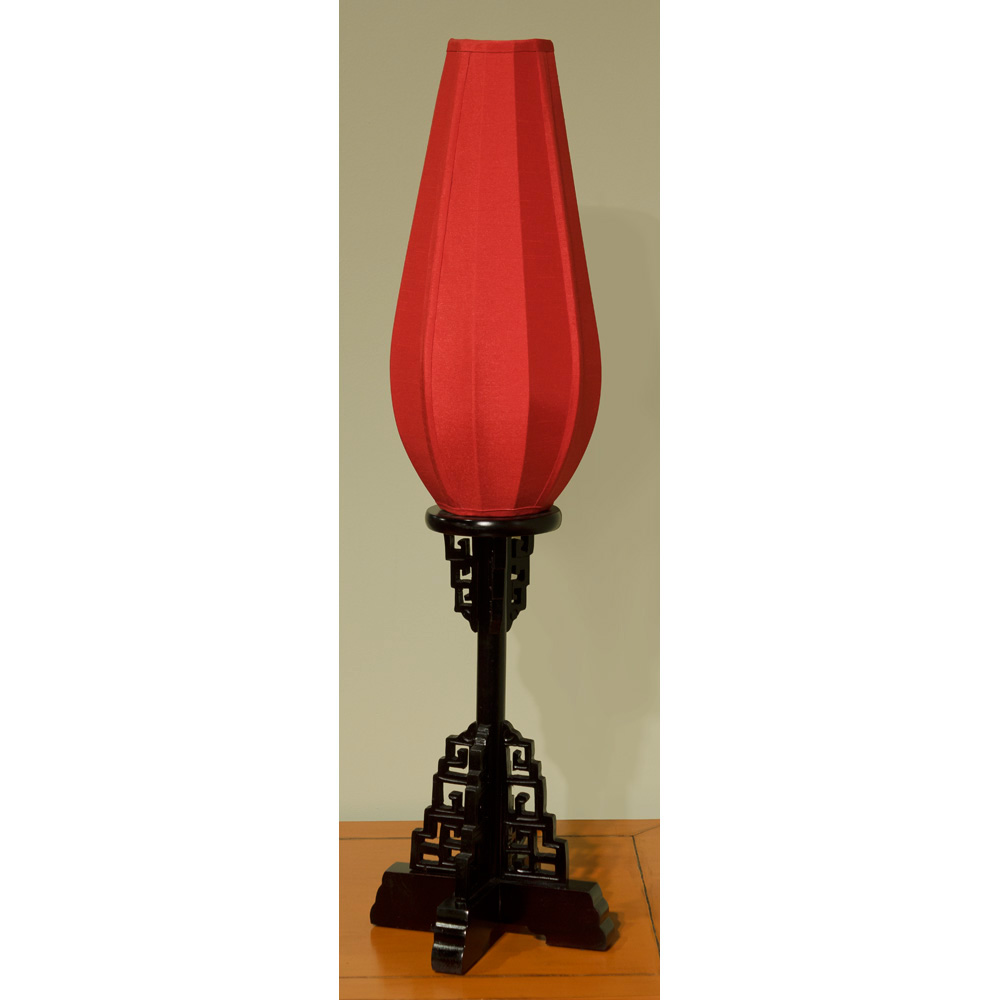 Elmwood Imperial Asian Table Lantern with Red Shade