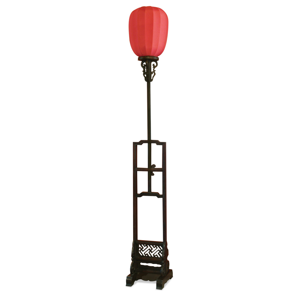 Elmwood Tall Imperial Asian Lantern with Red Shade