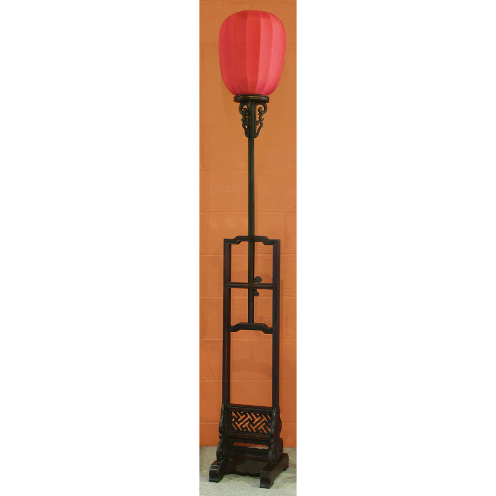 Elmwood Tall Imperial Asian Lantern with Red Shade