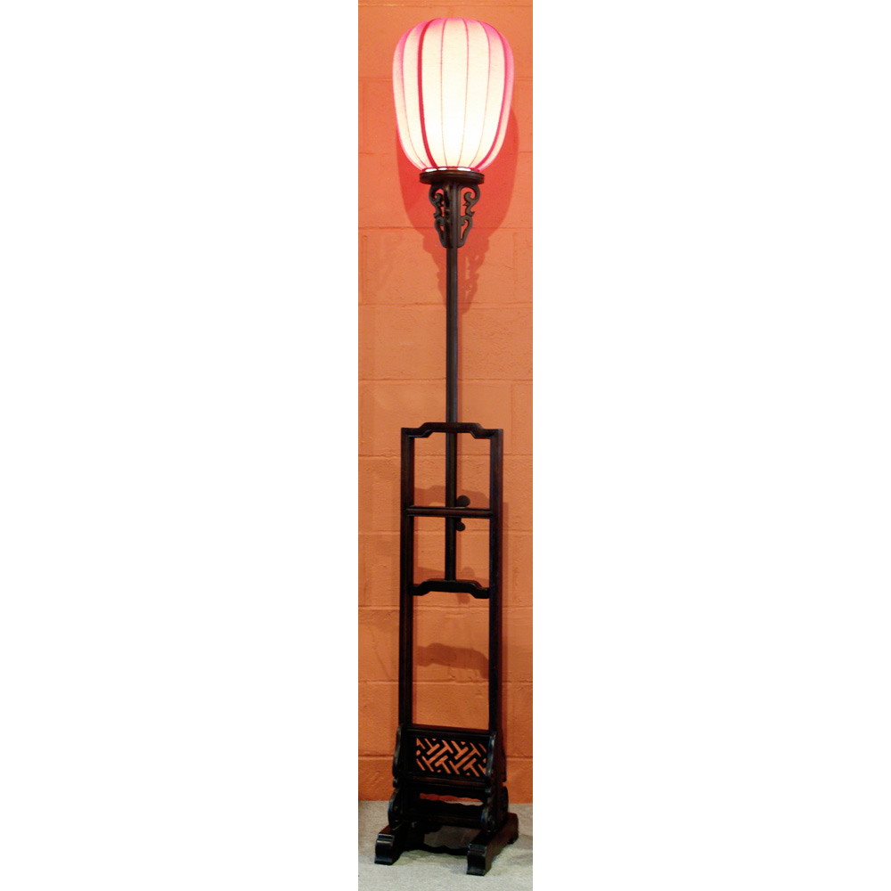 Elmwood Tall Imperial Asian Lantern with Red Shade