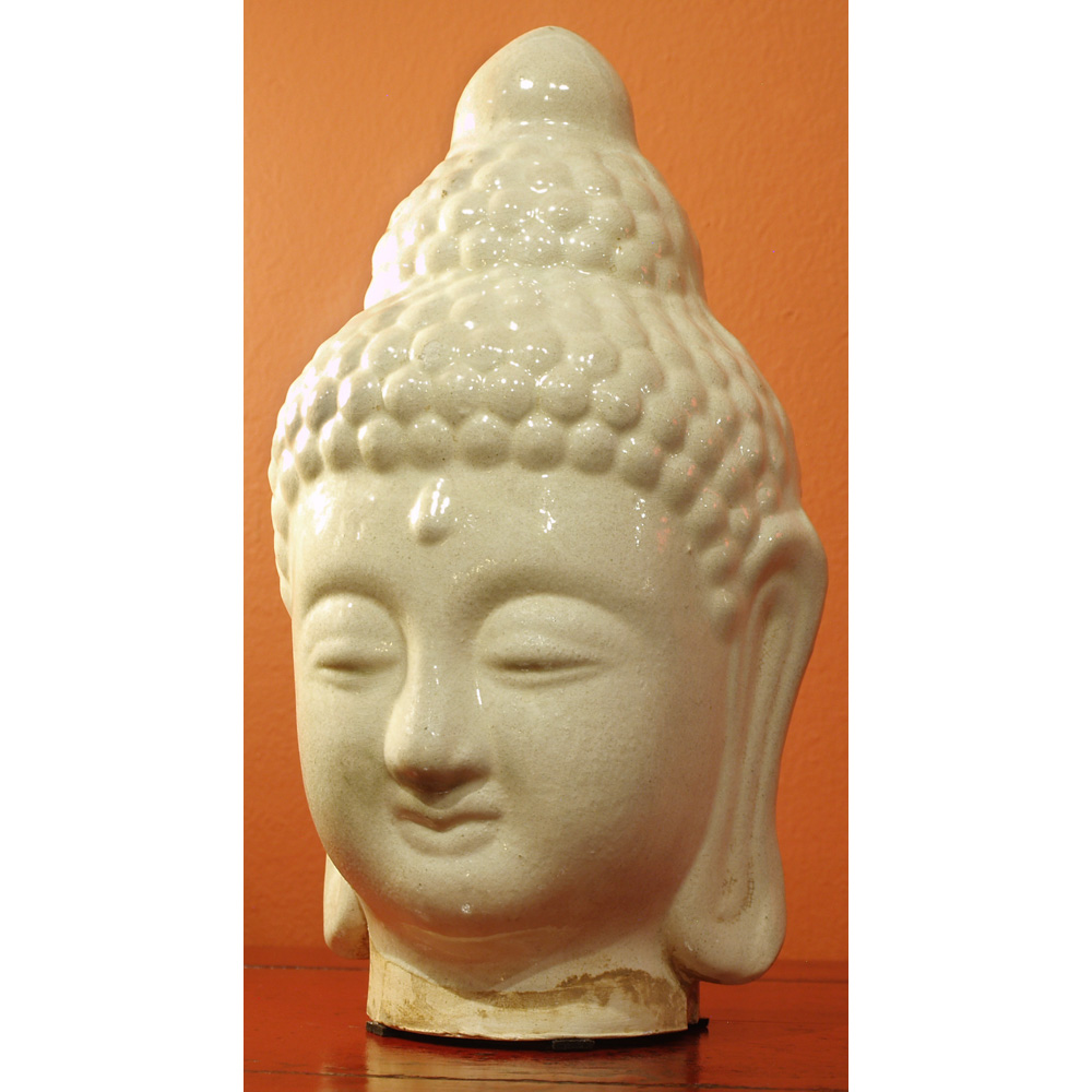 Ceramic Enlightened Buddha Head Asian Statue