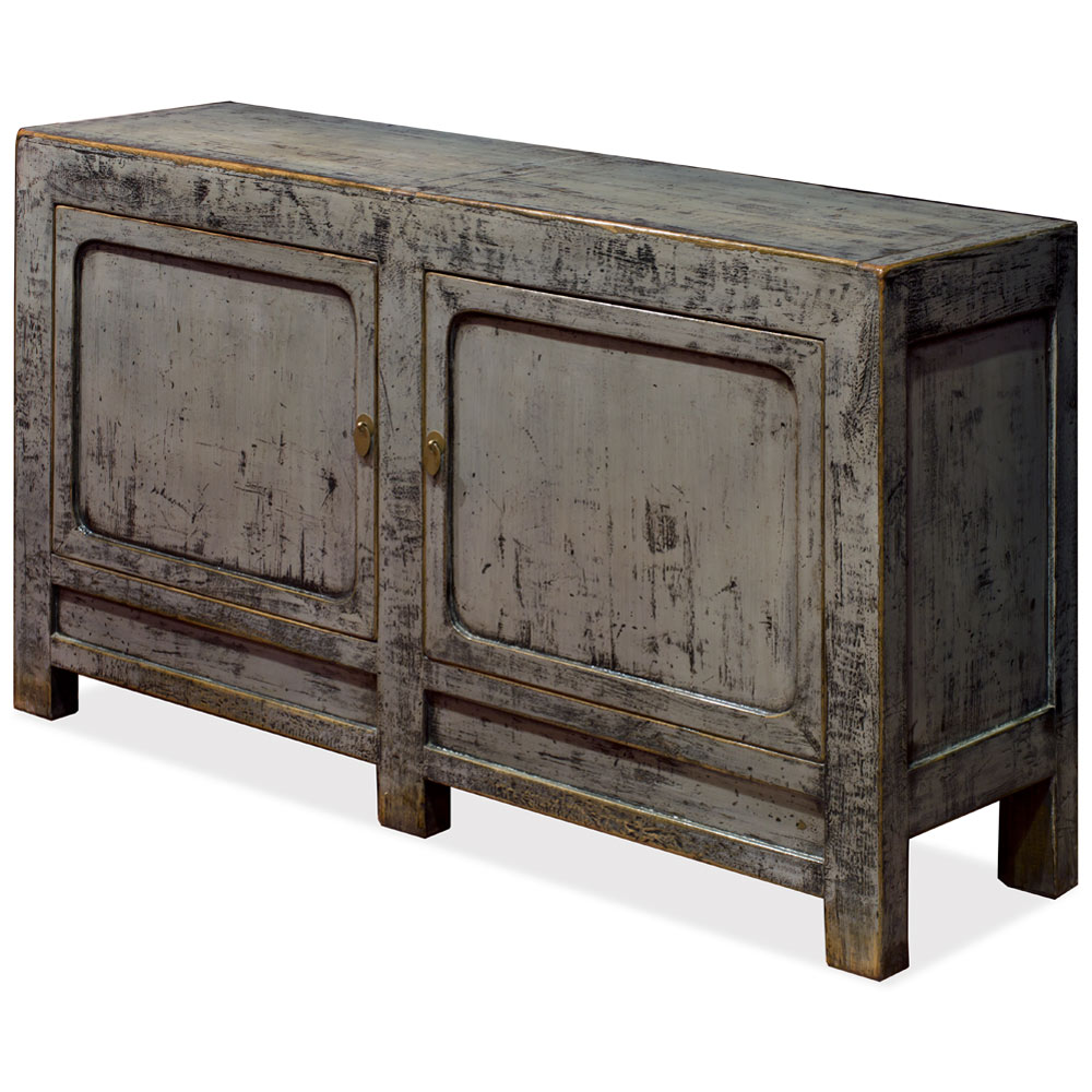 Elmwood Distressed Grey Ming Chinese Cabinet