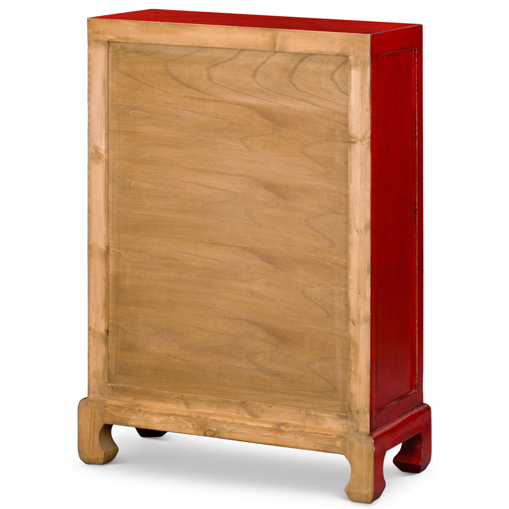 Distressed Red Elmwood Chinese Ming Cabinet