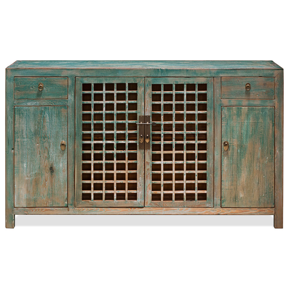 Distressed Blue Elmwood Ming Sideboard