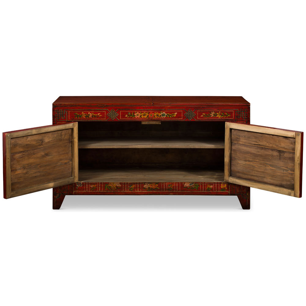 Elmwood Dark Red Dong-Bei Oriental Cabinet