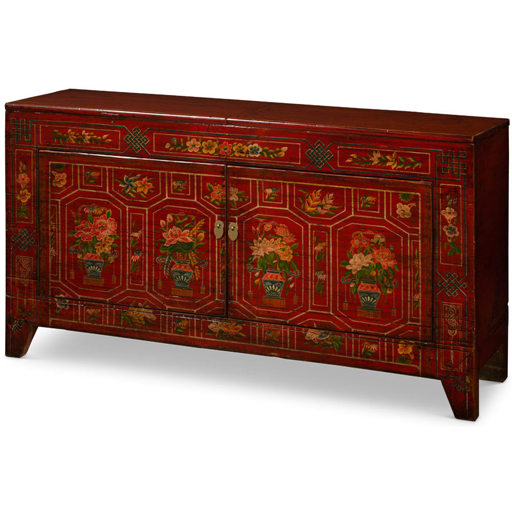 Elmwood Dark Red Dong-Bei Oriental Cabinet