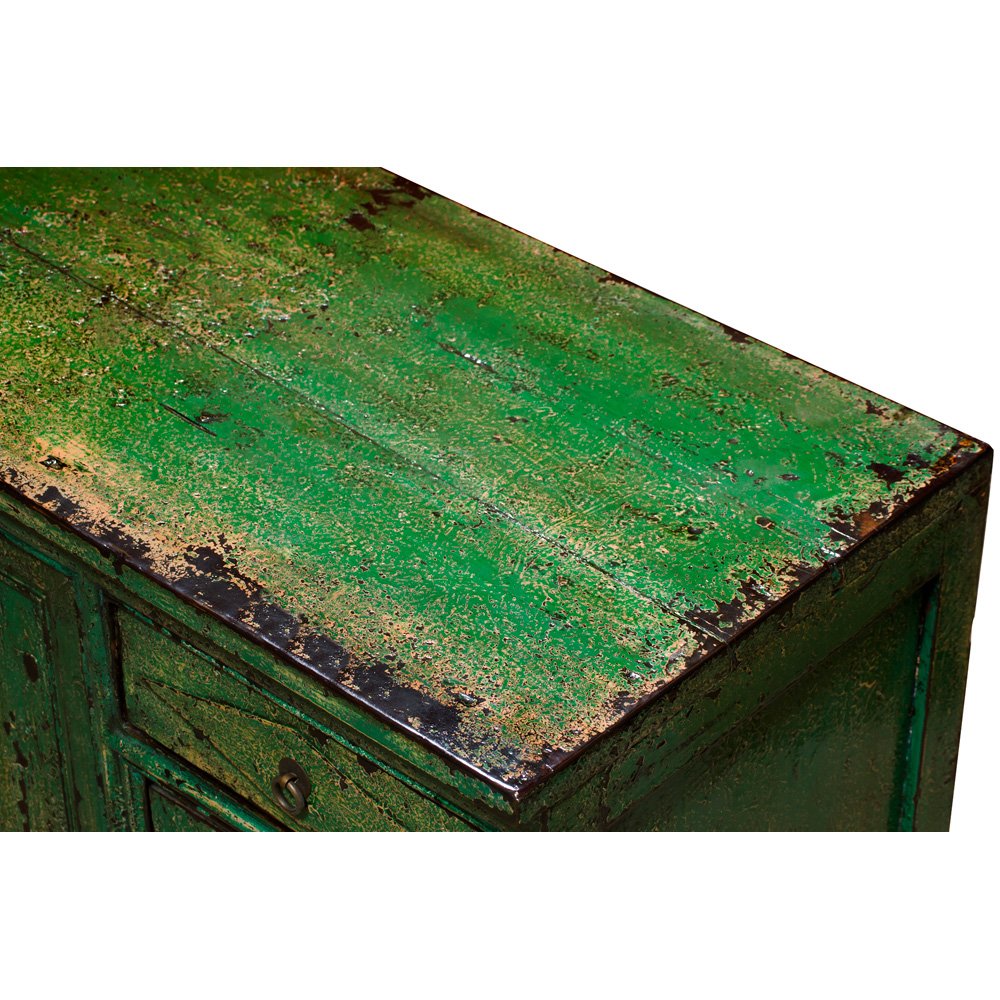 Elmwood Distressed Forest Green Shan Xi Kang Cabinet