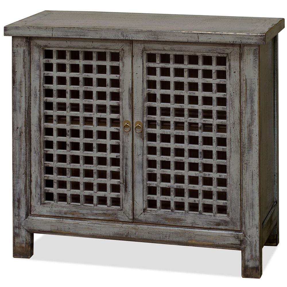 Distressed Gray Elmwood Dynasty Asian Sideboard