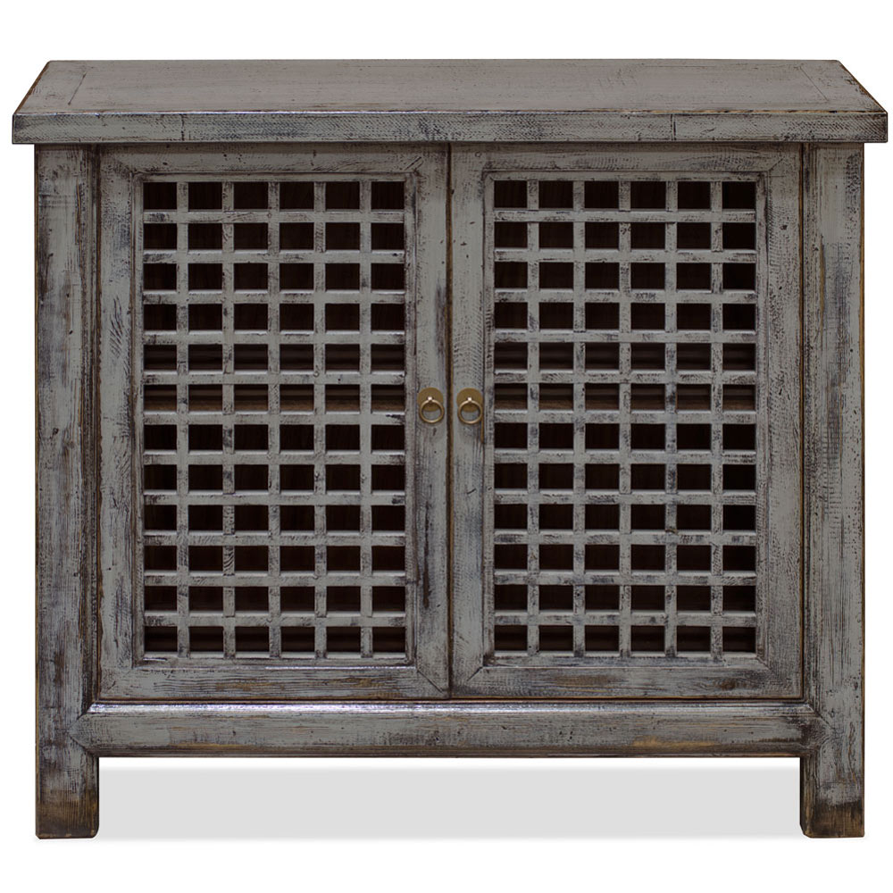 Distressed Gray Elmwood Dynasty Asian Sideboard