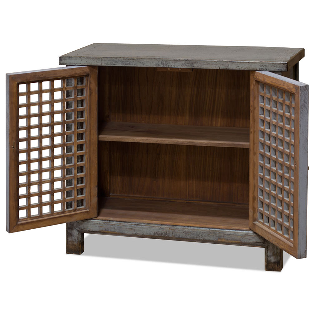 Distressed Gray Elmwood Dynasty Asian Sideboard