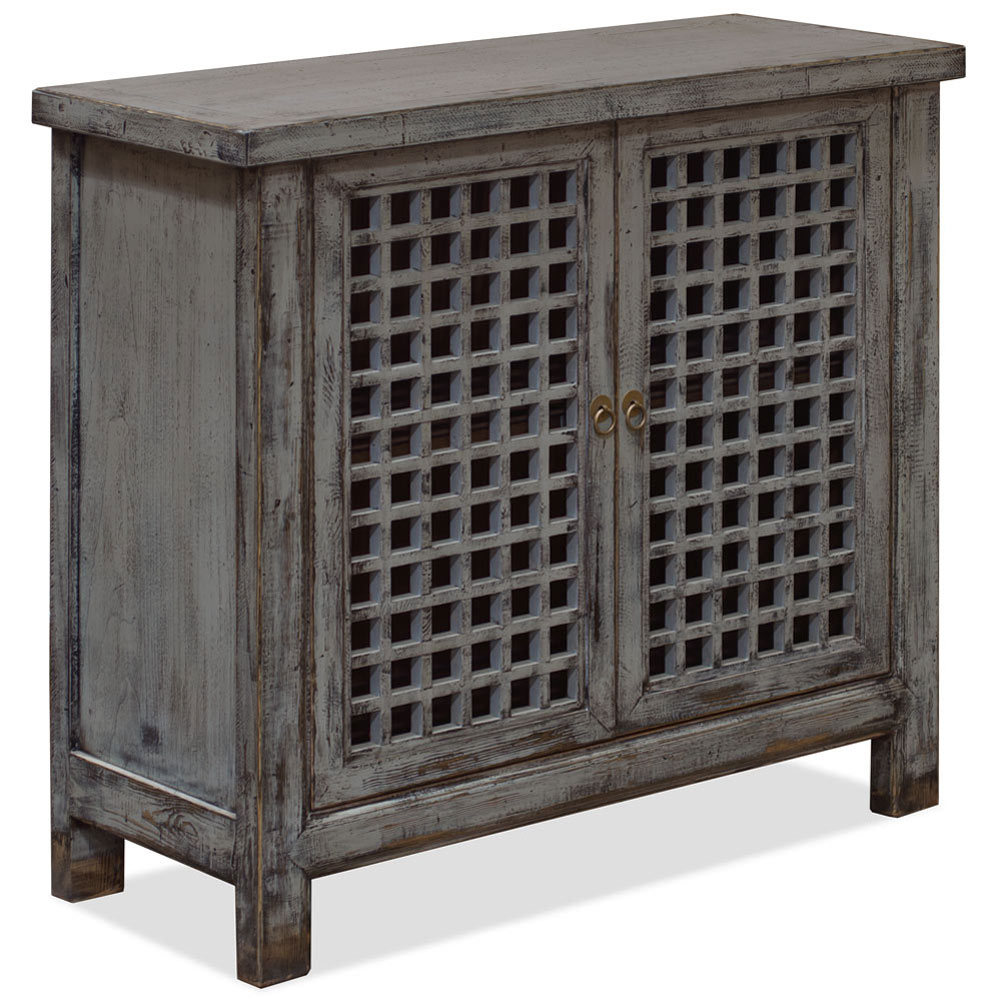 Distressed Gray Elmwood Dynasty Asian Sideboard