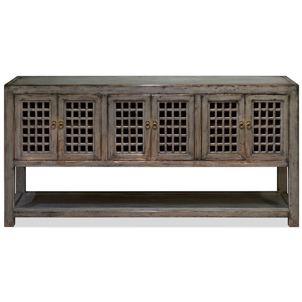 Distressed Gray Elmwood Dynasty Asian Sideboard