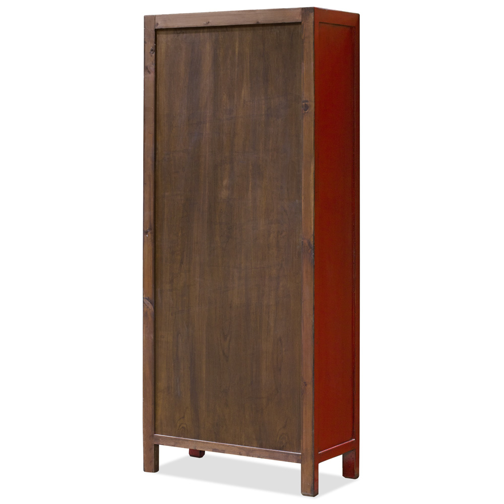Distressed Red Elmwood Chinese Ming Armoire