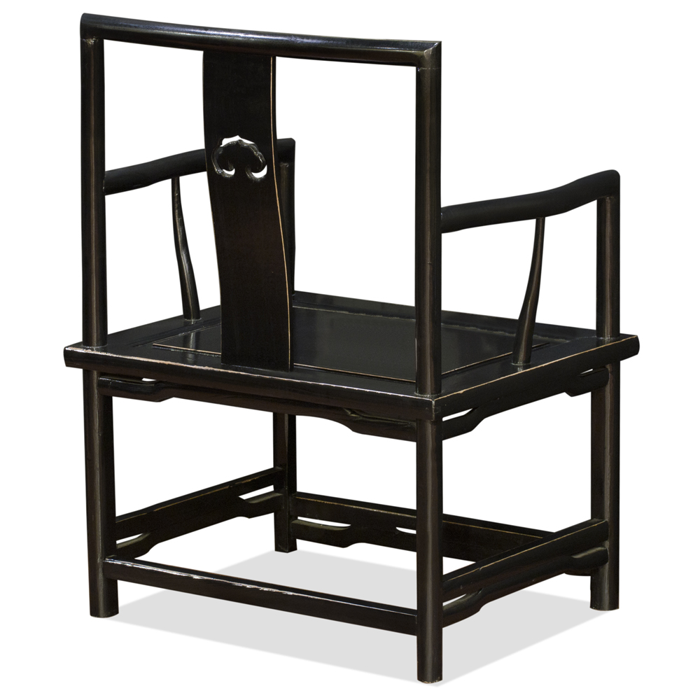Distressed Black Elmwood Ming Ruyi Arm Chair