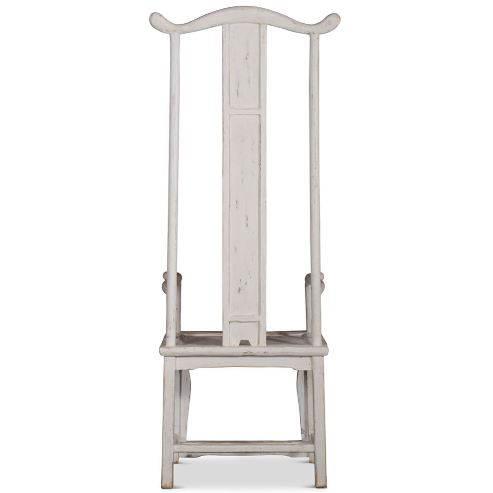 Distressed White Elmwood Ming Tall Arm Chair