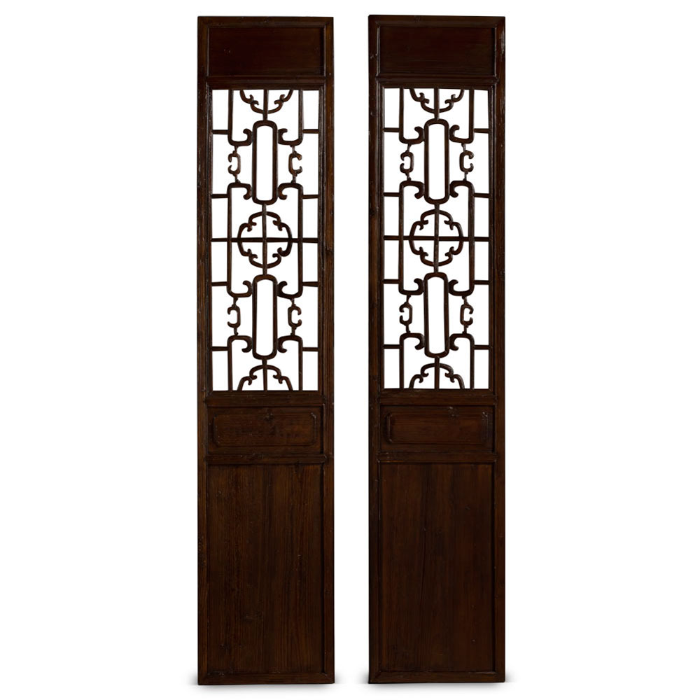 Vintage Chinese Floor Screen Set of 2 Panels