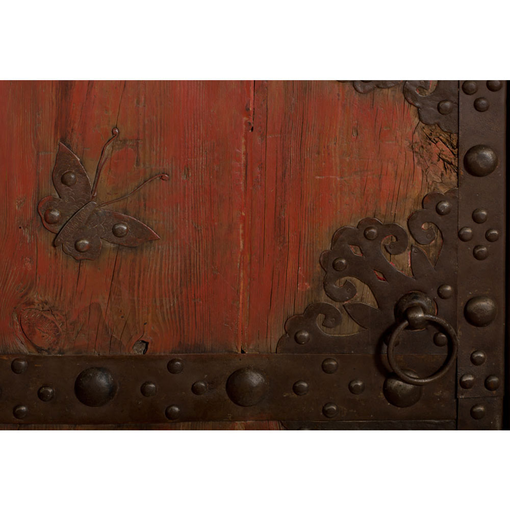 Vintage Chinese Temple Elmwood Doors with Iron Hardware
