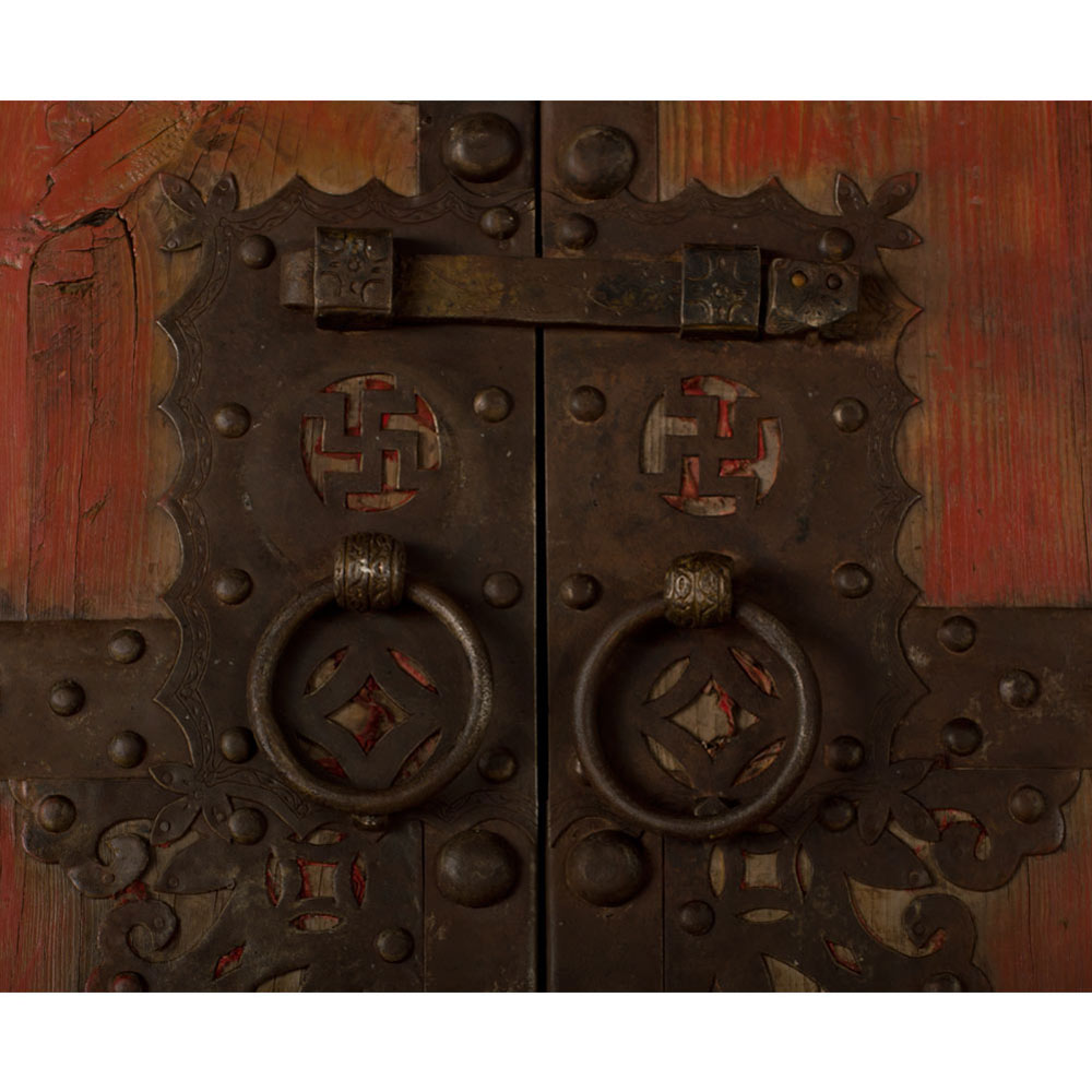 Vintage Chinese Temple Elmwood Doors with Iron Hardware