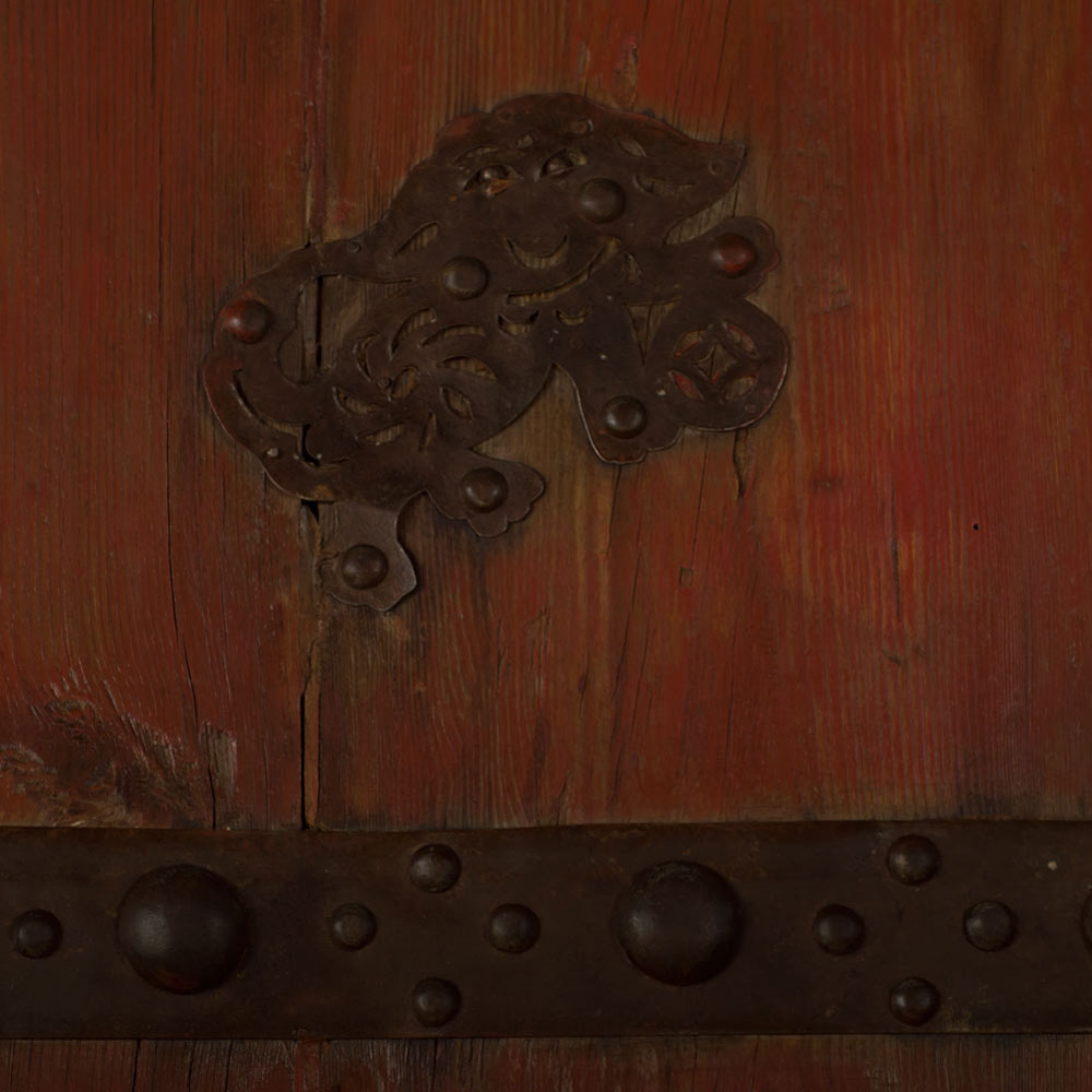 Vintage Chinese Temple Elmwood Doors with Iron Hardware