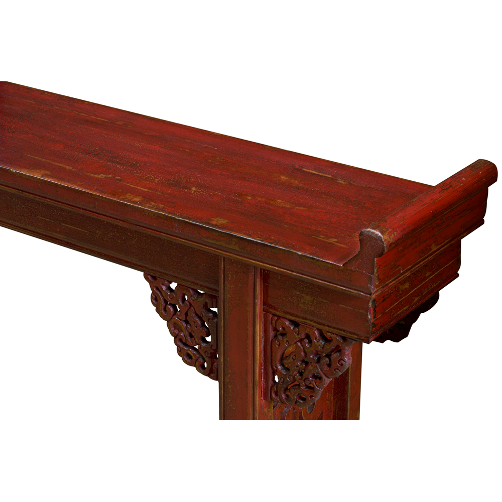 Vintage Red Elmwood Cloud Altar Console Table