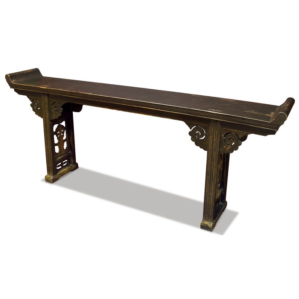Vintage Elmwood Oriental Altar Console Table