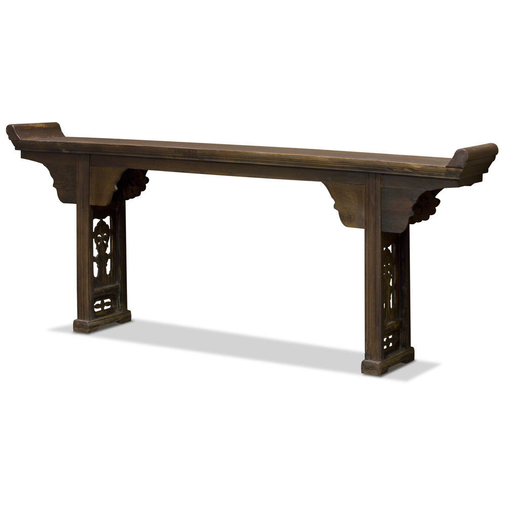 Vintage Elmwood Oriental Altar Console Table